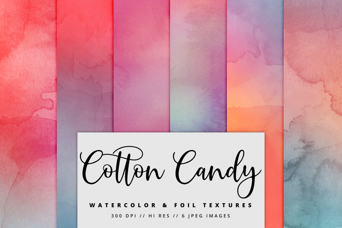 Cotton Candy Watercolor Textures | 6 Pack example image 1