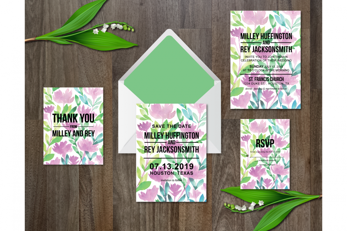 Watercolor Flower Wedding Suite example image 1