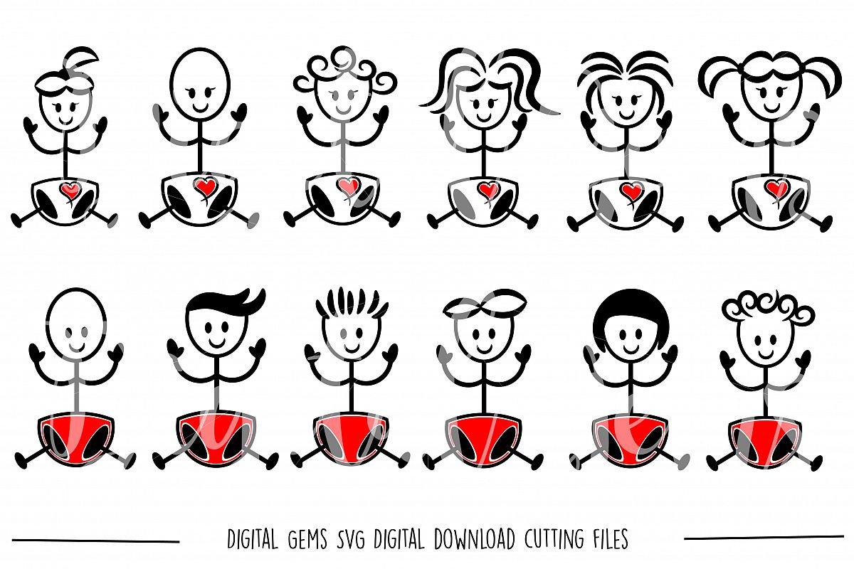 Baby Stick Figures SVG / DXF / EPS / PNG files example image 1