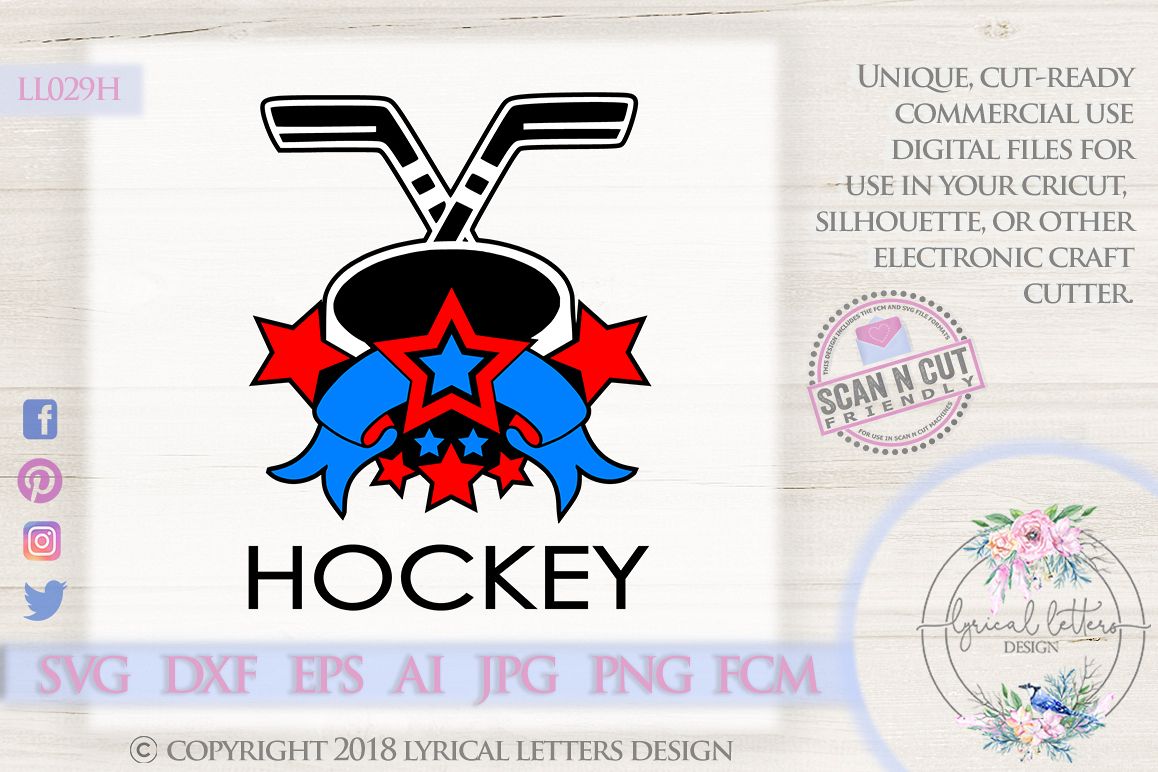 Hockey Sports Banner with Stars SVG DXF FCM LL029H example image 1