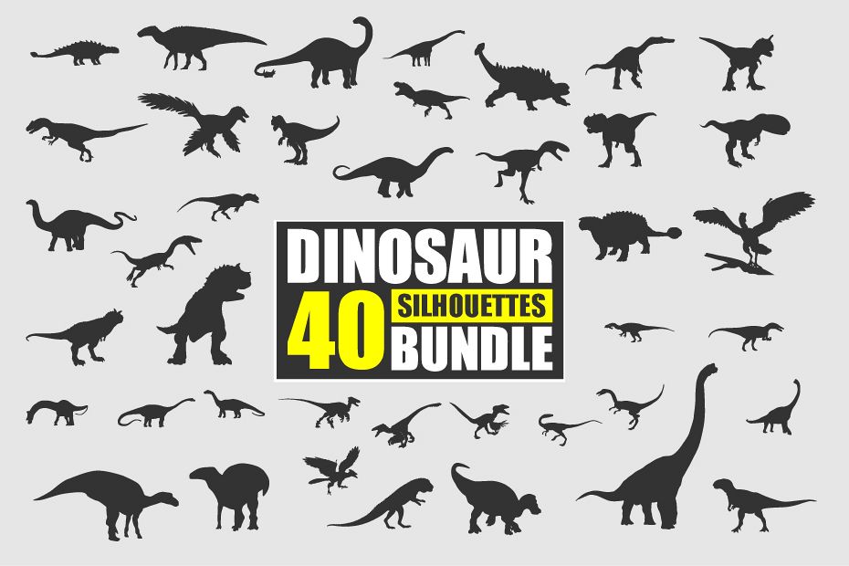 Dinosaur Silhouette Bundle Vector example image 1