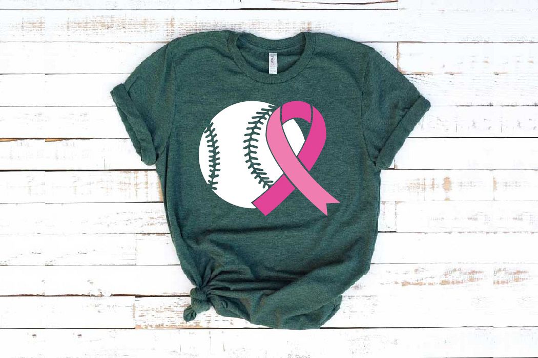 Baseball Tackle Breast Cancer Svg Awareness ribbon 1452s example image 1