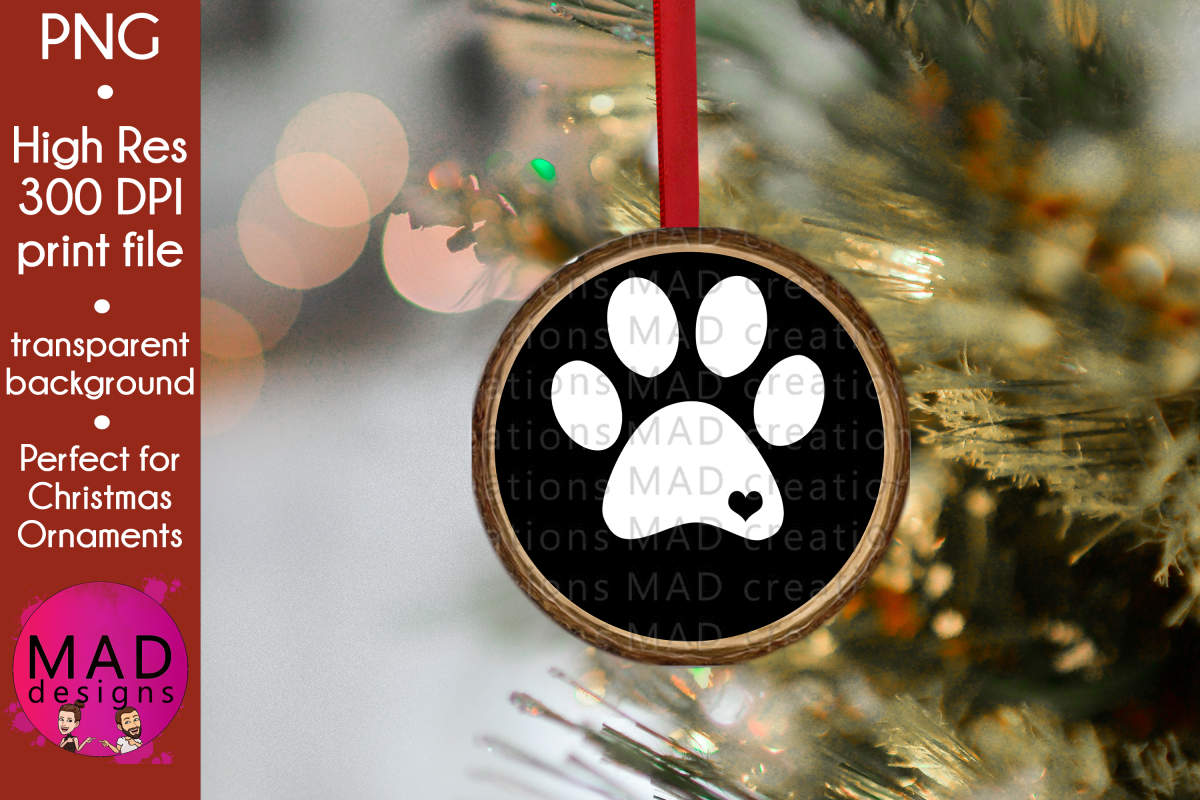 Dog Print - Rustic Wood Slice Christmas Ornament example image 1