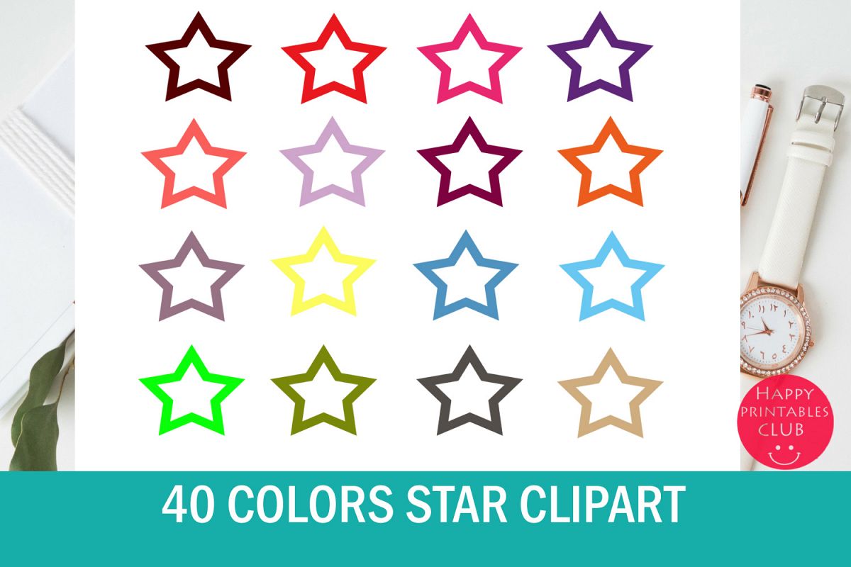 40 Colors Star Clipart Collection example image 1