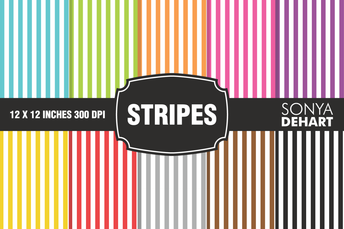 Stripes Striped Digital Paper Pattern Pack example image 1