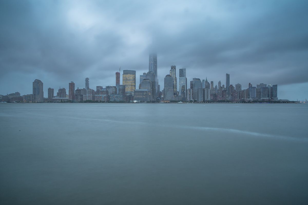 Downtown Manhattan view on a cloudy day example image 1