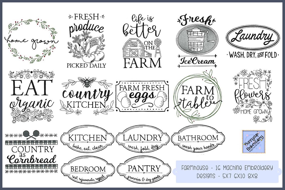 Farmhouse  16 machine embroidery designs Farmhouse  16 machine embroidery designs
