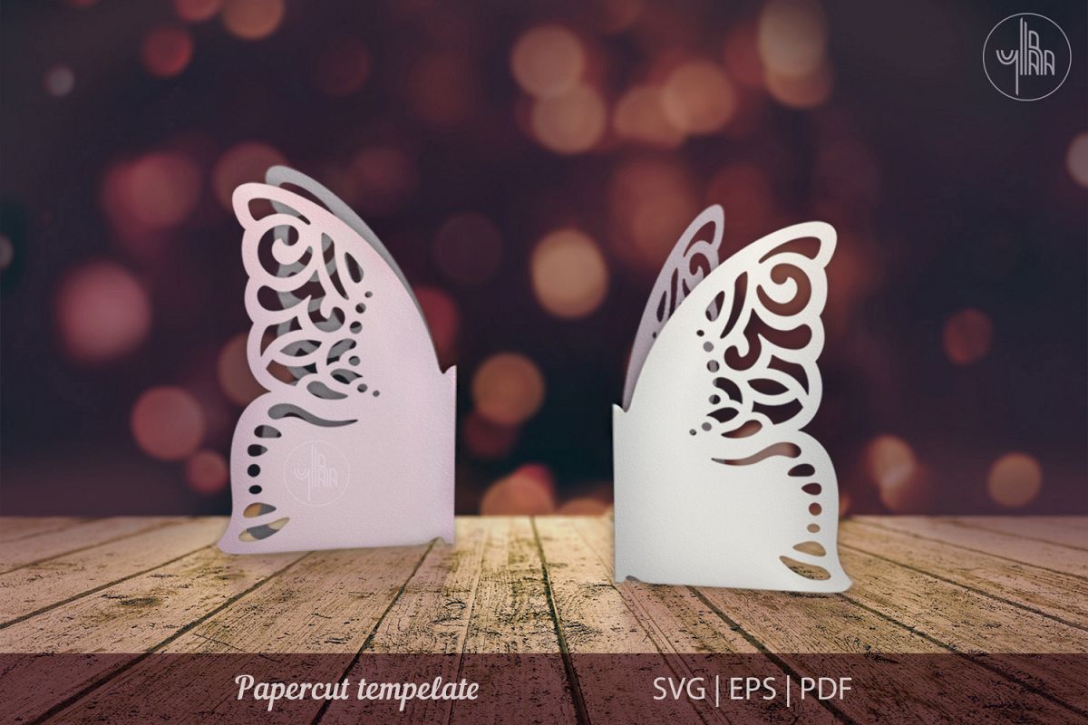 Butterfly papercut tempelate, SVG cutting file example image 1