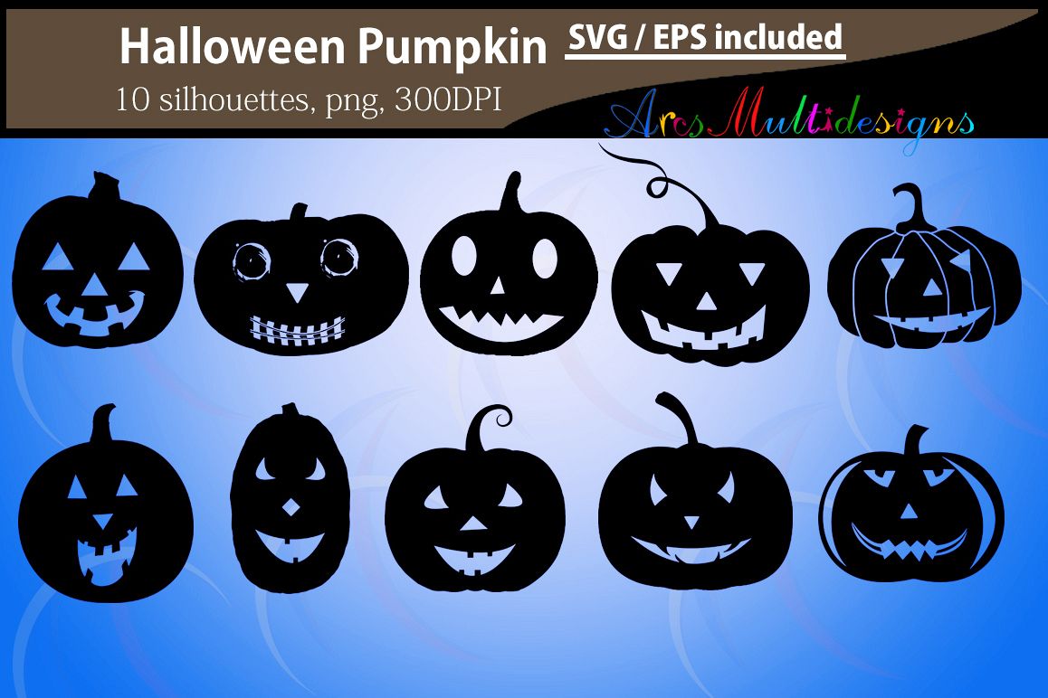 Pumpkin silhouettes SVG / Printable Halloween pumpkin EPS / Halloween day clipart / Pumpkin / HQ silhouettes PNG vector / pumpkin svg example image 1