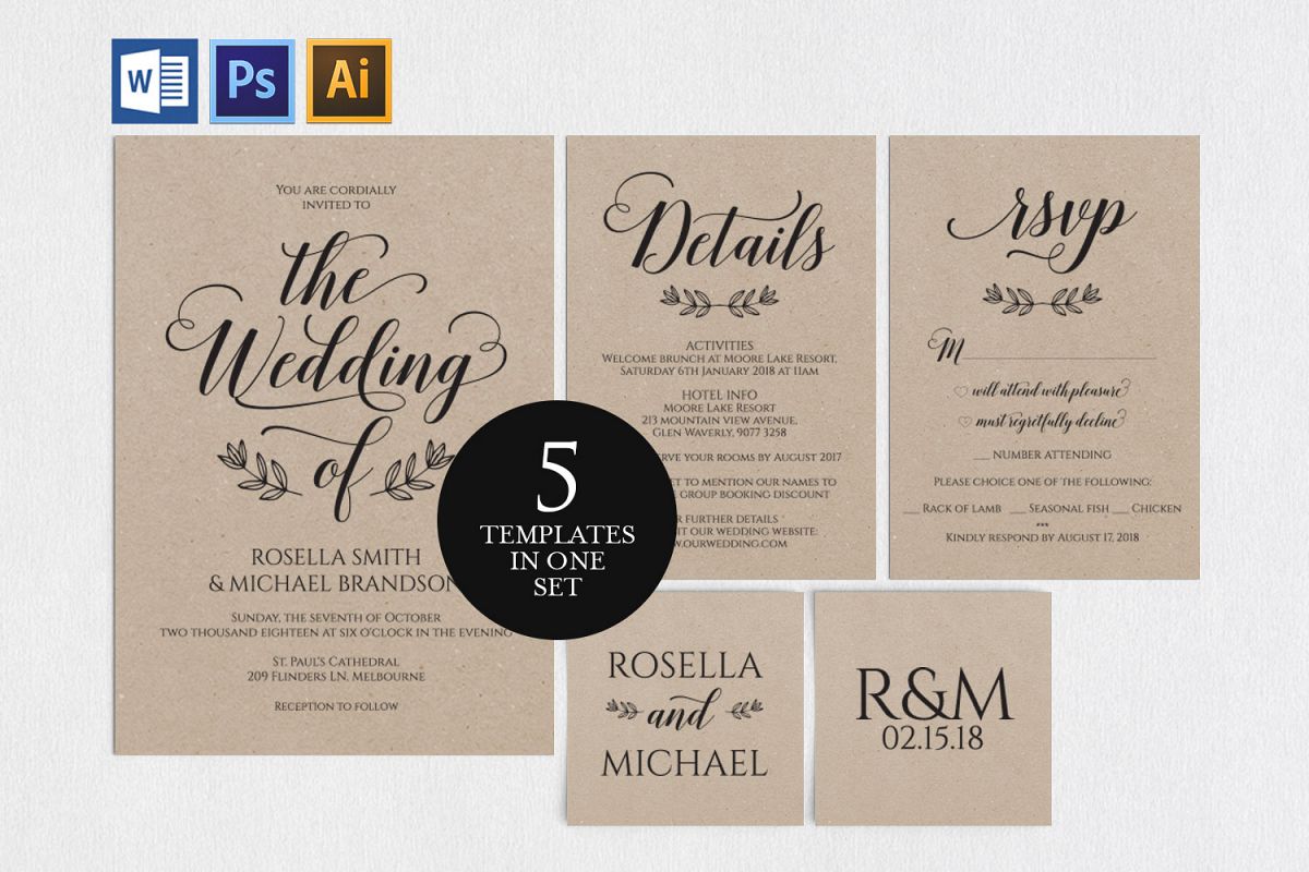 Wedding invitation set portrait, TOS_5 example image 1