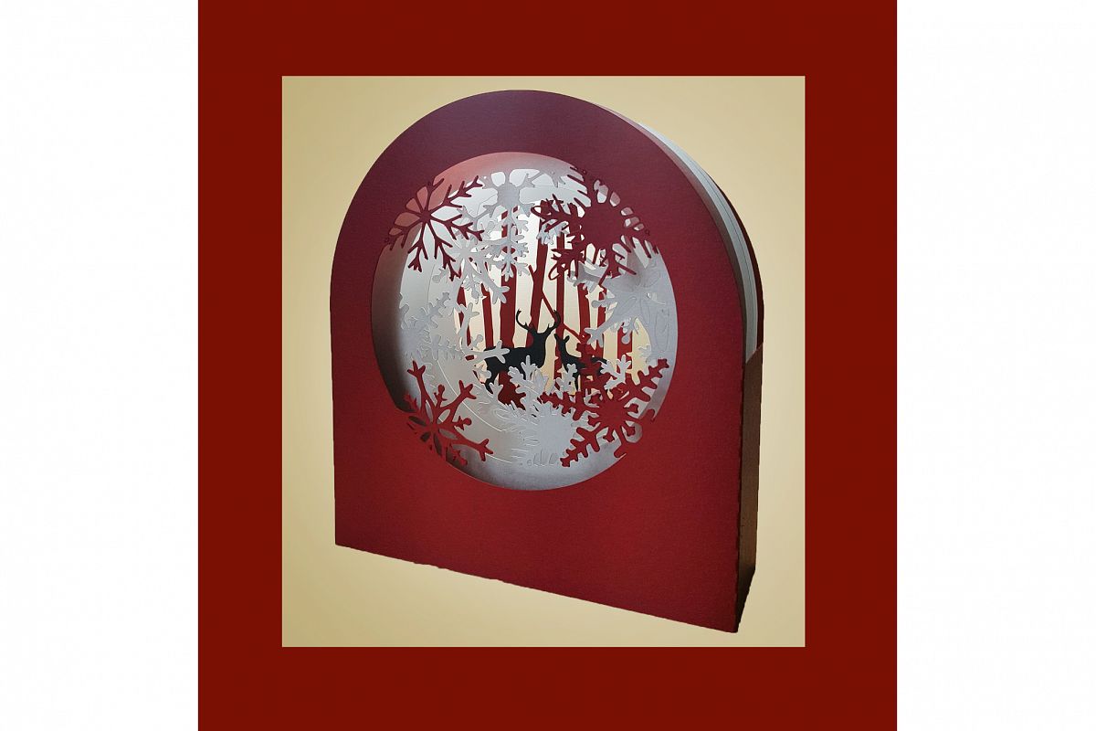 Snowflakes and Deer shadow box card example image 1