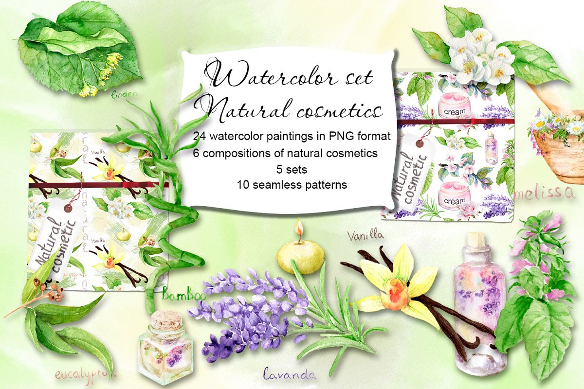 Watercolor set Natural cosmetics example image 1