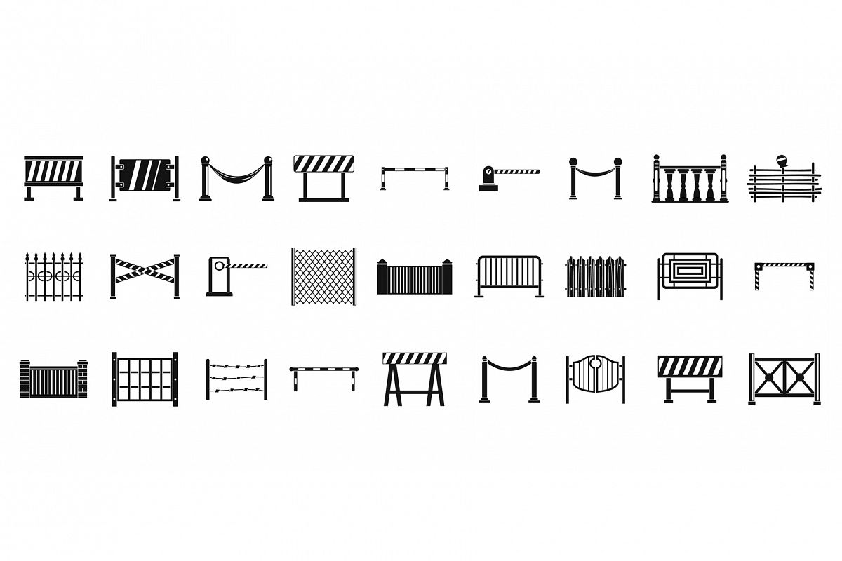 Barrier icon set, simple style example image 1