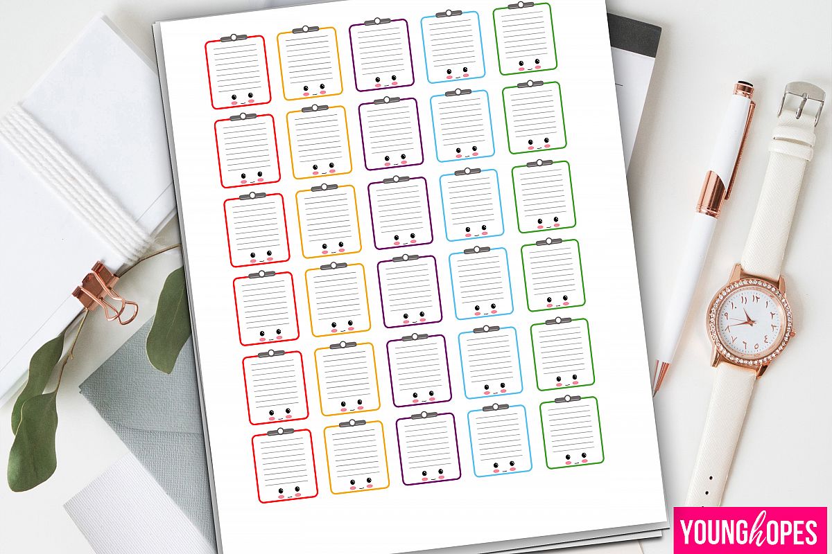 Download Kawaii Clipboard Planner Stickers-Kawaii-Clipboard Planner