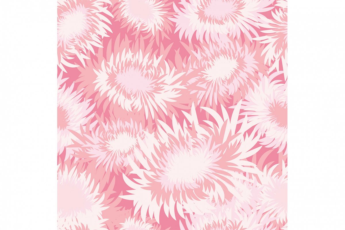 Seamless decorative vector background with chrysanthemums. example image 1