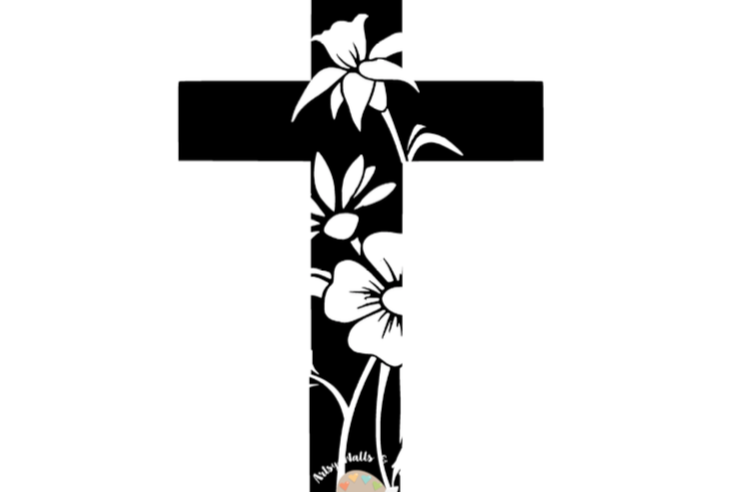 cross with transparent flowers svg CUT file, cross svg Christian Faith