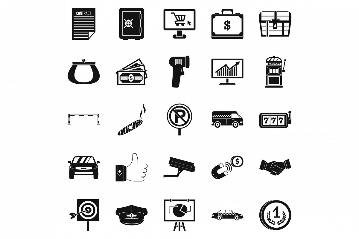 Piece of money icons set, simple style example image 1