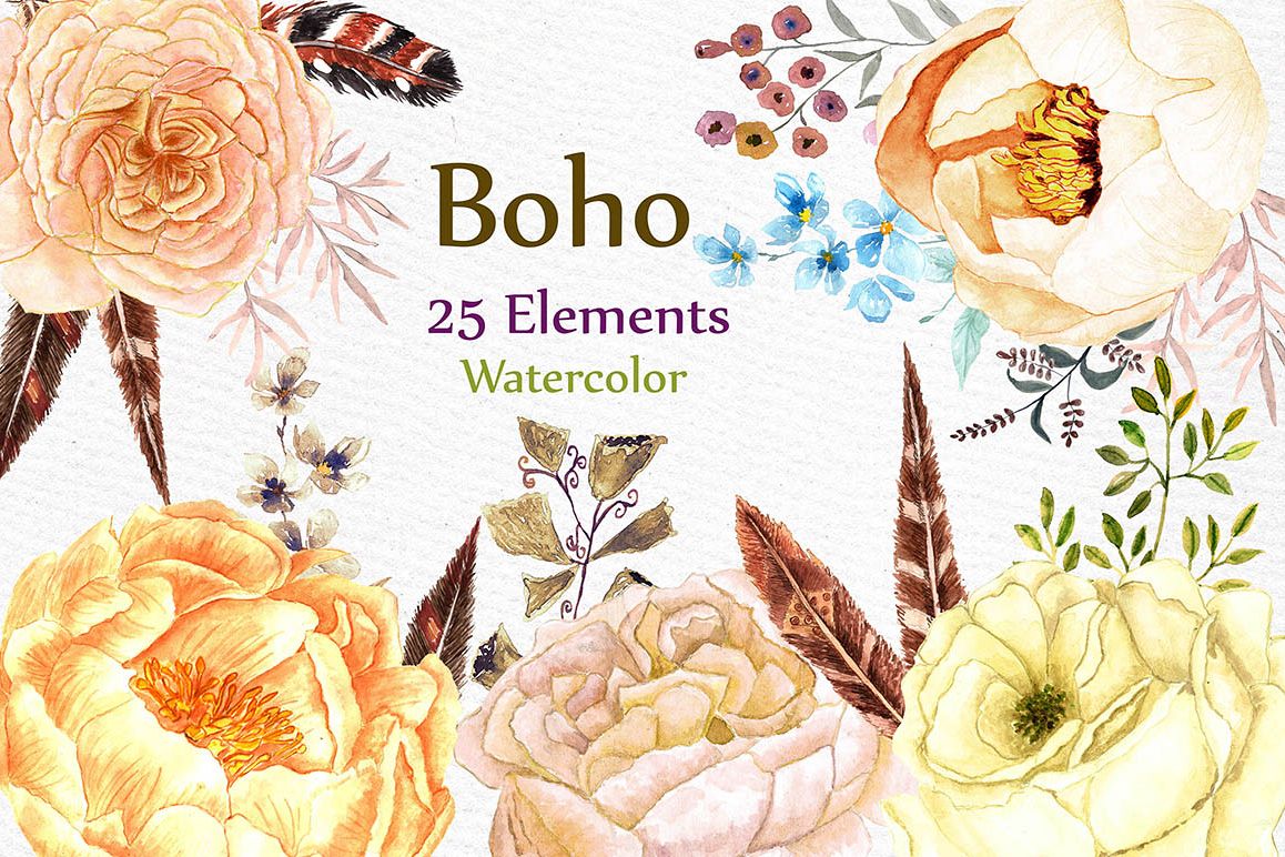 Watercolor wedding clip art example image 1