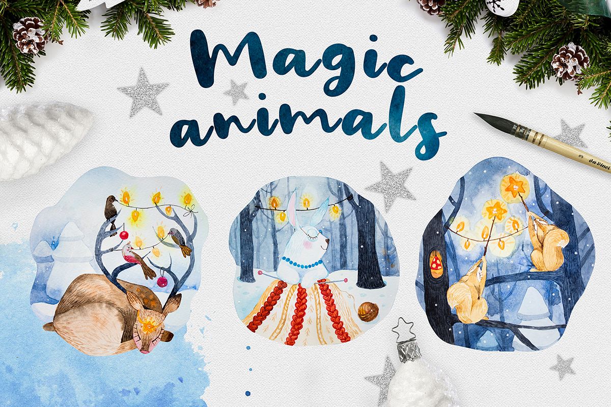 Magic animals.Merry Christmas example image 1