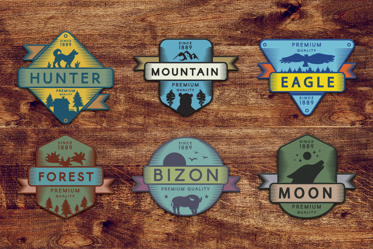 Vintage Colored Adventure Badges Pack example image 1