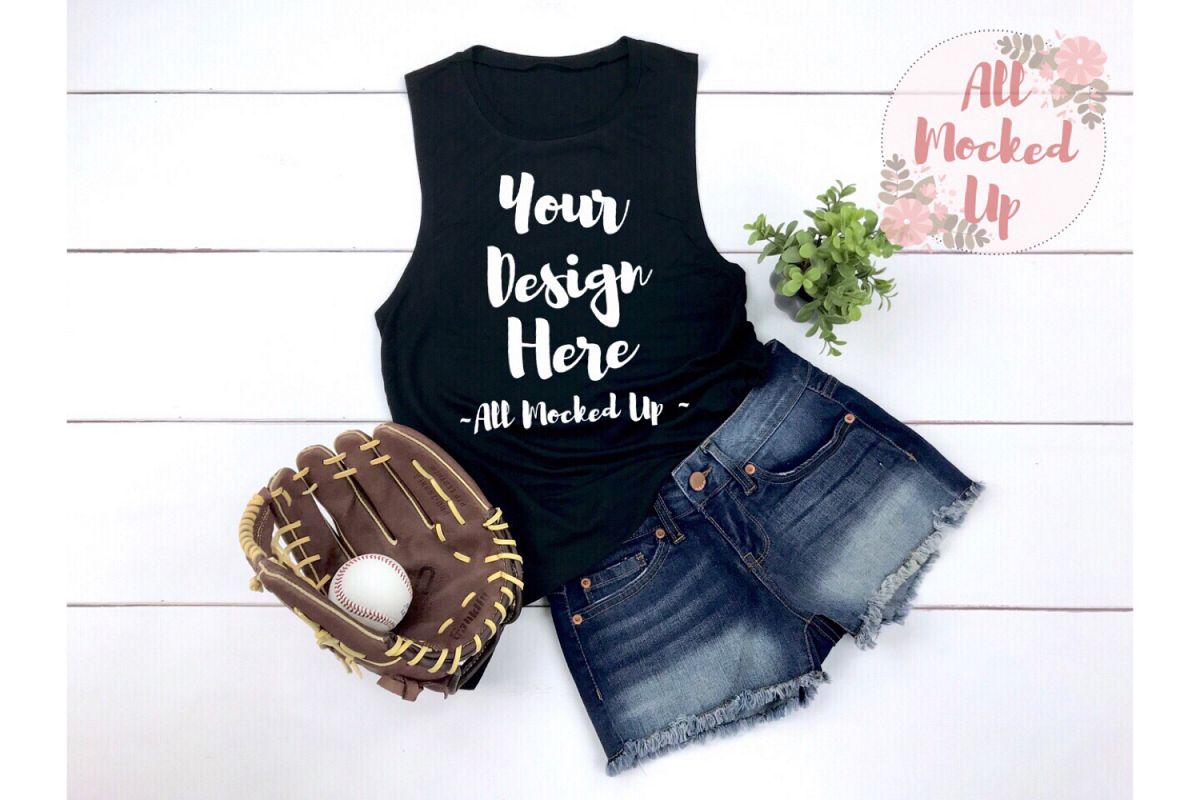 Bella Canvas 8803 BLACK Muscle Tank Baseball Mock Up 3/19 example image 1