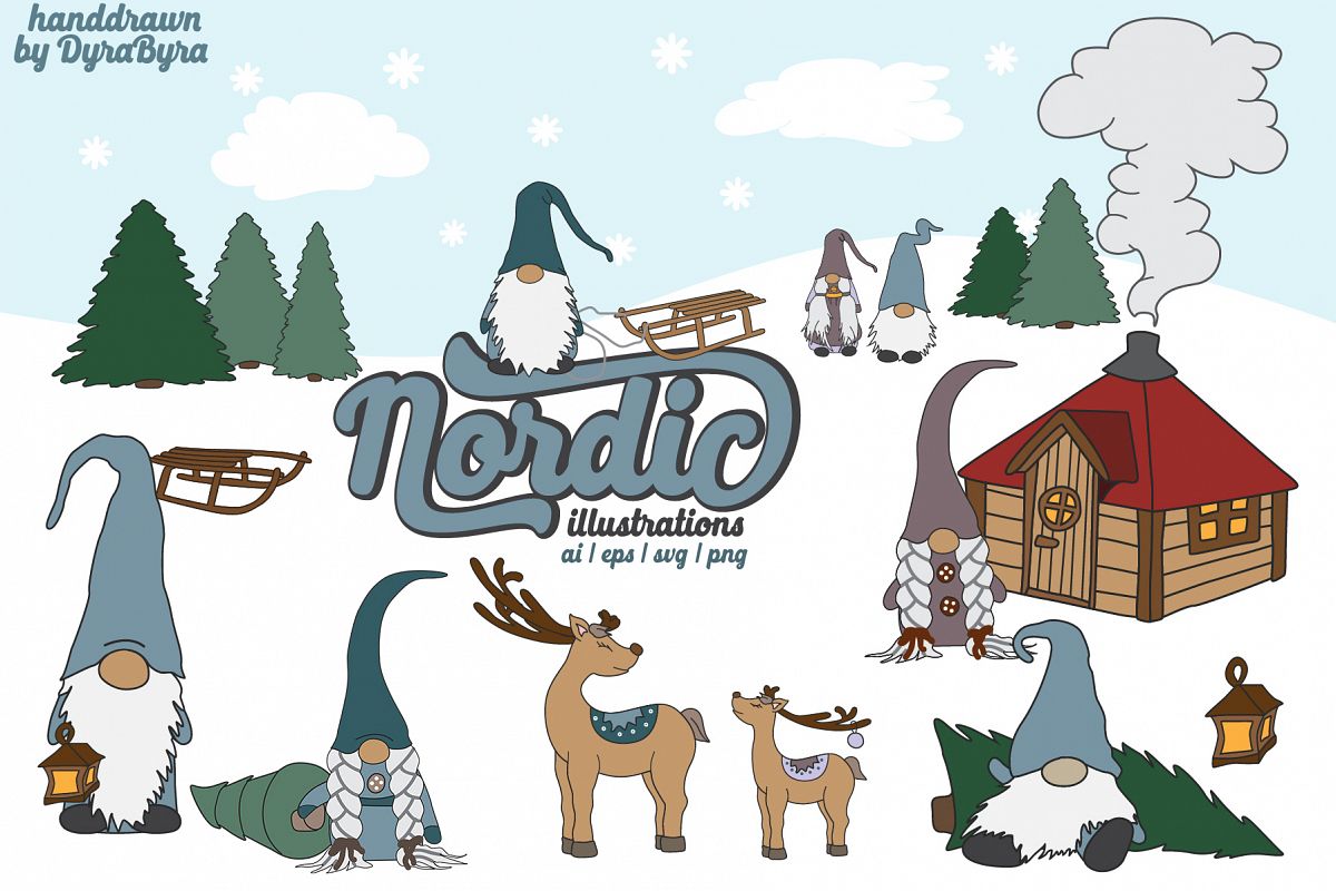 Nordic Gnomes - Fun Christmas Illustrations example image 1