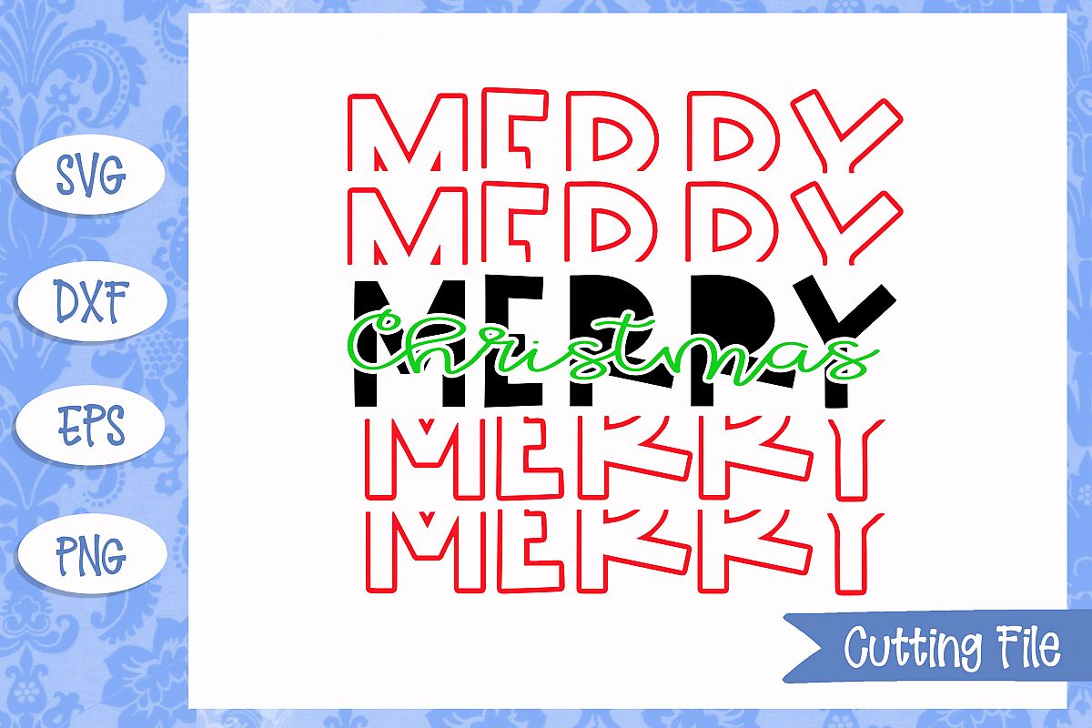 Merry Christmas stacked SVG File example image 1