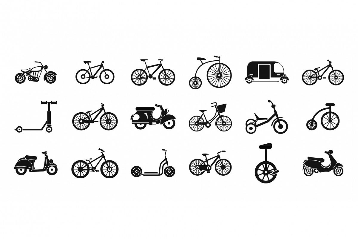 Bike icon set, simple style example image 1
