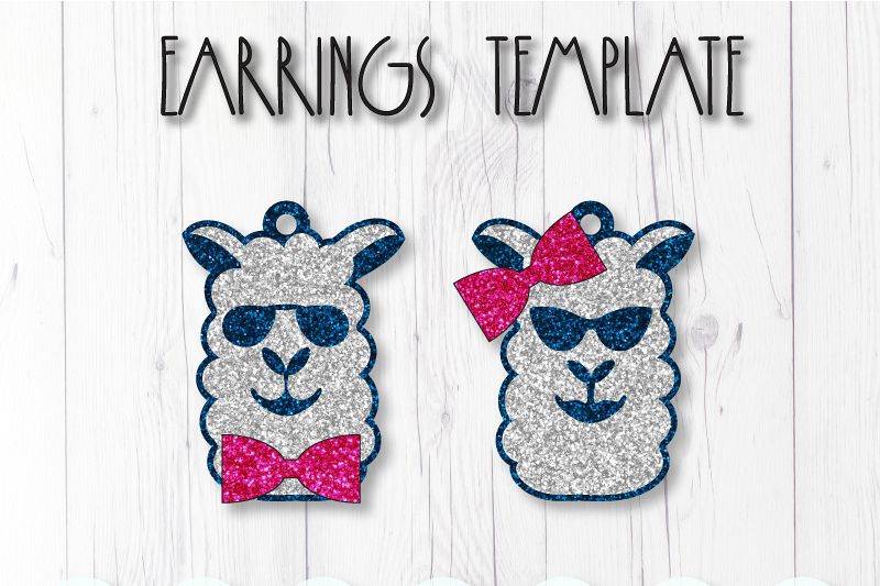 Lama earrings template SVG, DIY earrings template example image 1