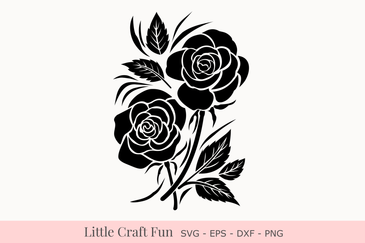 Rose Flowers Silhouette Svg, Rose Florals Silhouette Svg