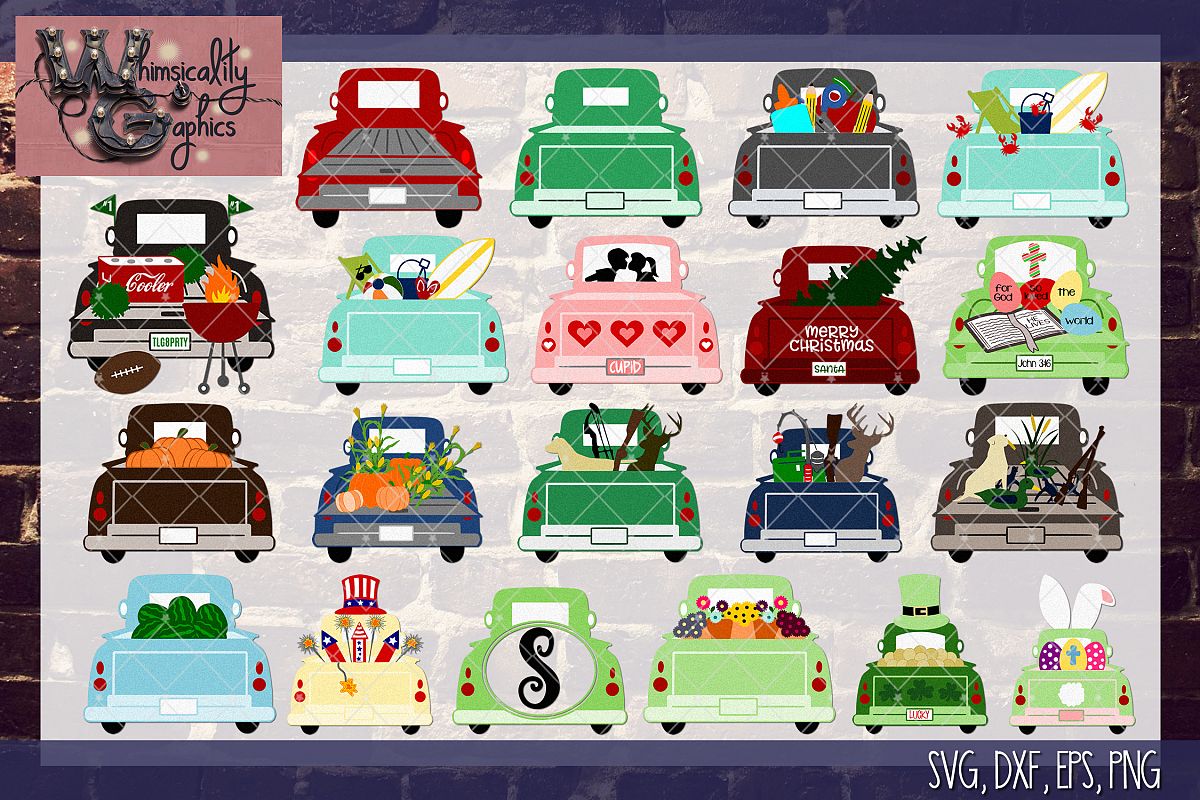 Whimsicality Vehicle Bundle SVG, DXF, PNG, EPS Comm & Pers example image 1