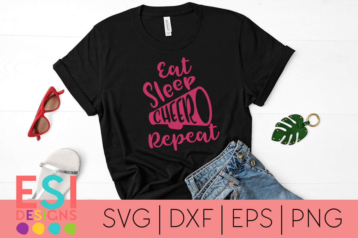 Cheer SVG| Eat, Sleep, Cheer, Repeat| SVG, DXF, EPS, PNG example image 1
