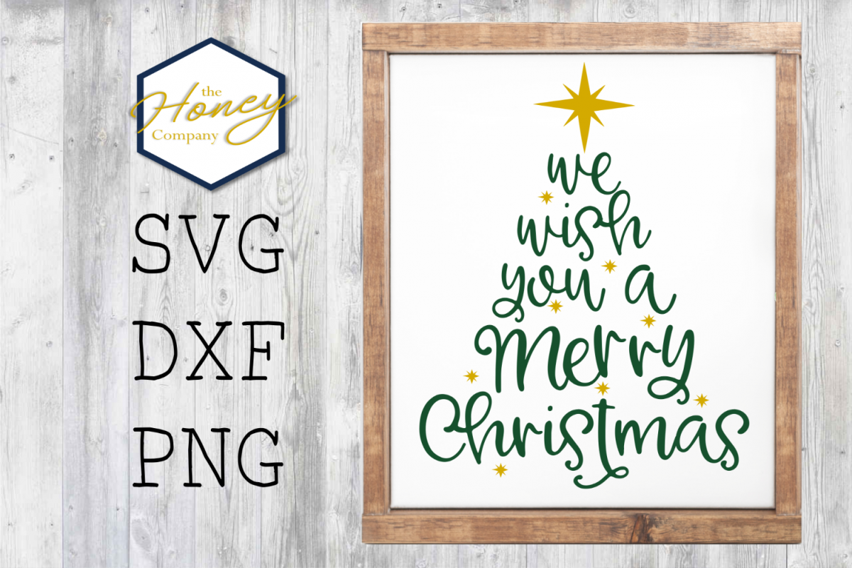 We Wish You a Merry Christmas Tree Holiday SVG PNG DXF example image 1