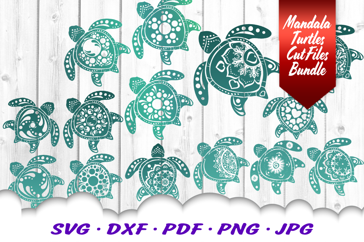 Download BIG Mandala Sea Turtle SVG DXF Cut Files Bundle