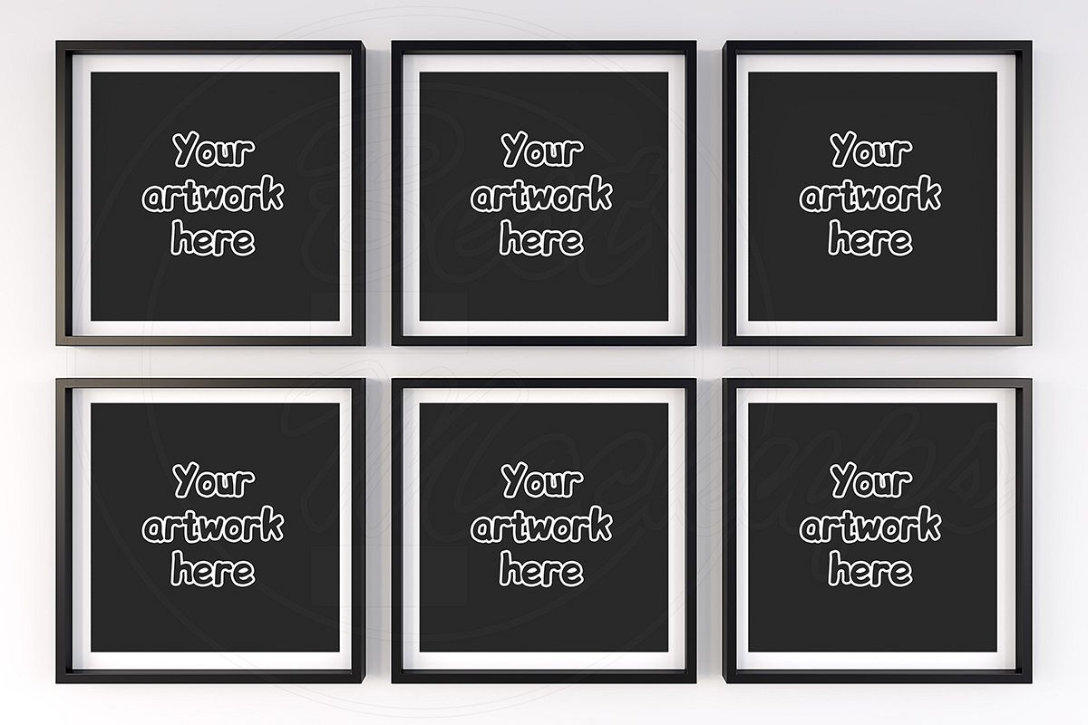 Kit 6 square matted frame mock ups example image 1