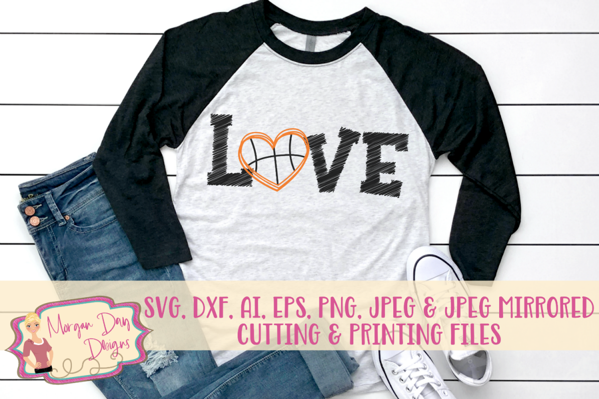 Grunge Love Basketball SVG, DXF, AI, EPS, PNG, JPEG example image 1