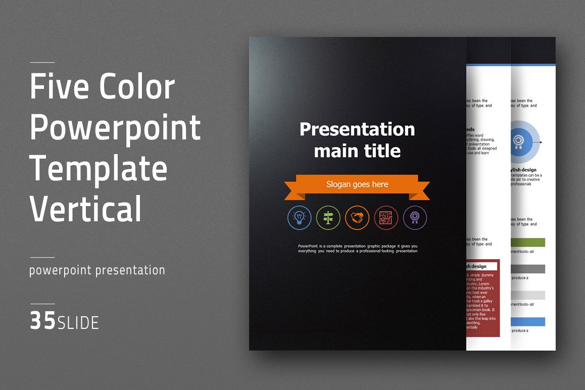 Five Color Powerpoint Template Vertical example image 1