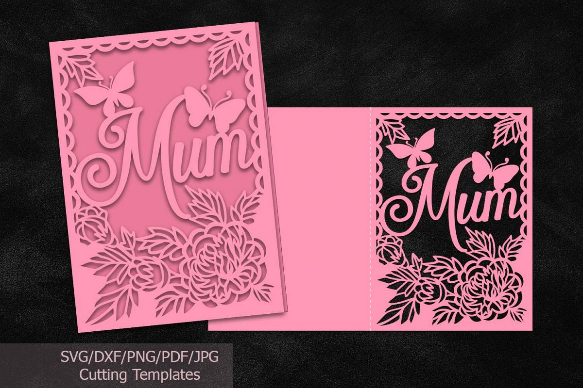 Mothers day card papercutting template svg dxf machine cut