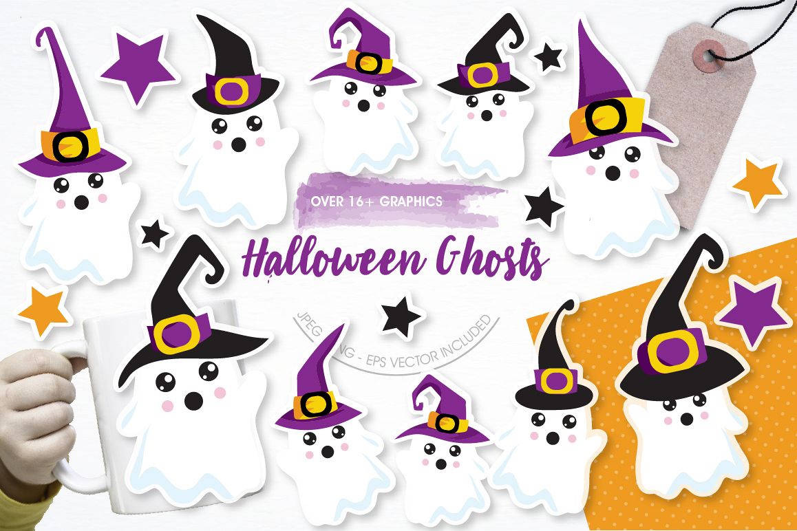 Halloween Ghosts graphics and illustrations example image 1