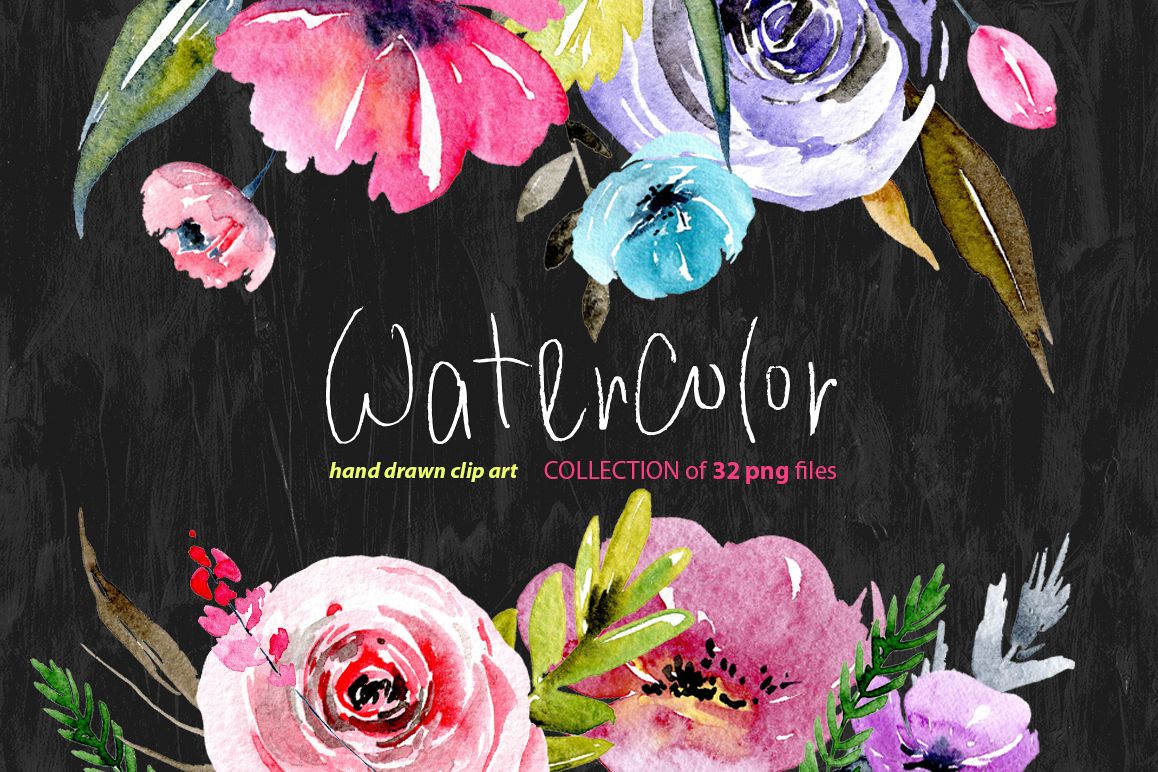 Watercolour floral png elements example image 1