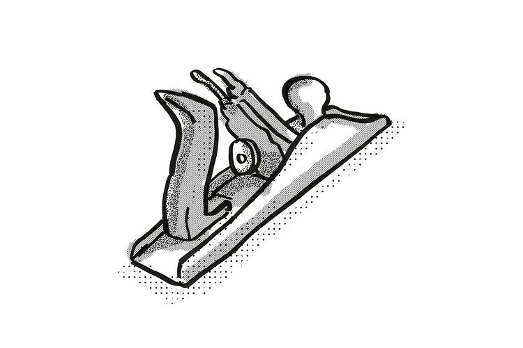 wood smoothing plane Woodworking hand Tool Cartoon Retro example image 1