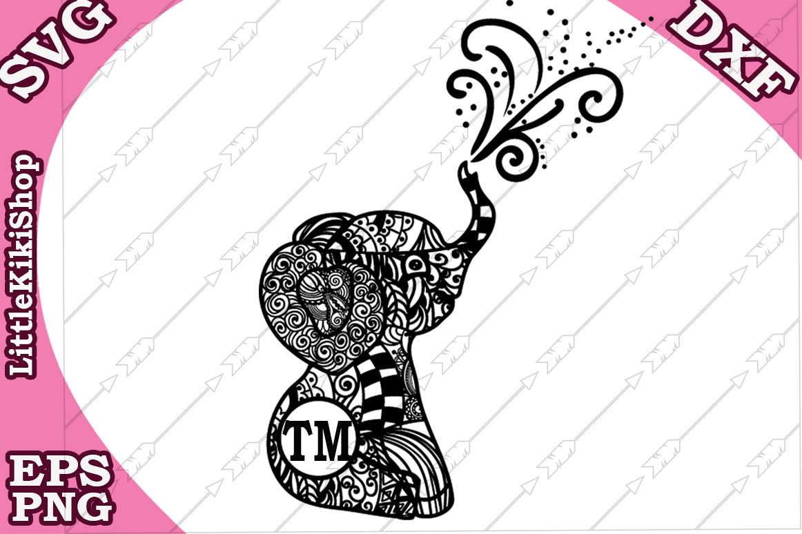 Baby Elephant Monogram Svg,Mandala Elephant Svg,Elephant Svg example image 1