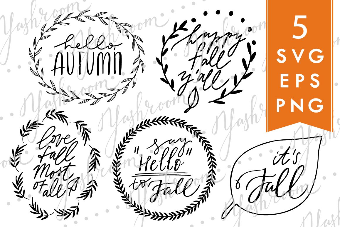 Hello, fall! - Silhouette SVG, EPS, PNG Collection example image 1
