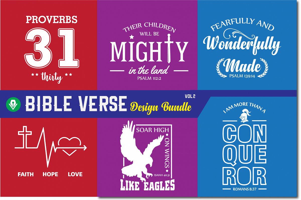 Download Bible Verse Design Bundle. Christian Svg Files for T shirt, Wall Art, Decal Cutting, Iron on ...