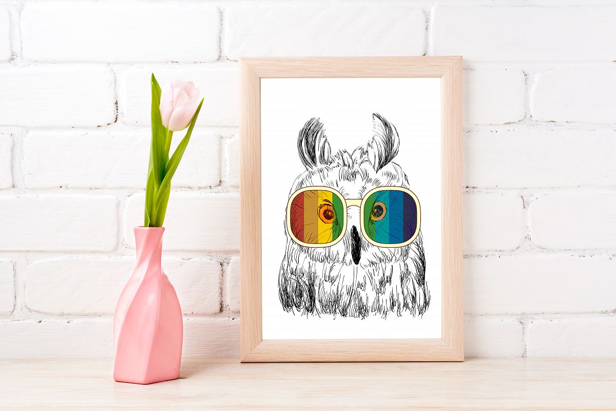 Fashion Owl Wall Art Printable - Instant Digital Download example image 1
