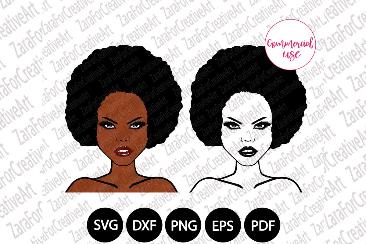 African American woman SVG PNG DXF EPS example image 1