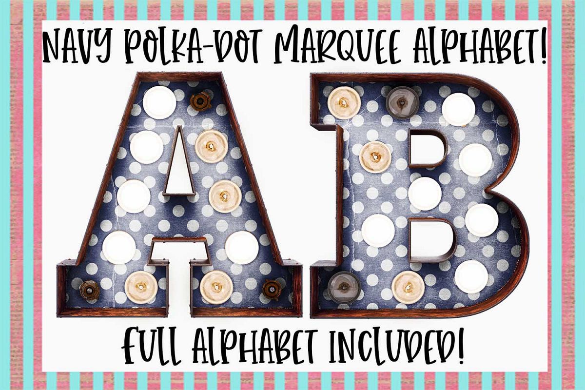 Navy Polka-Dot Marquee Sublimation Digital Download example image 1