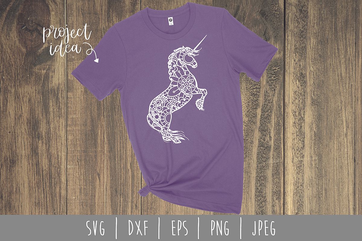 Unicorn Mandala Zentangle SVG, DXF, EPS, PNG, JPEG example image 1