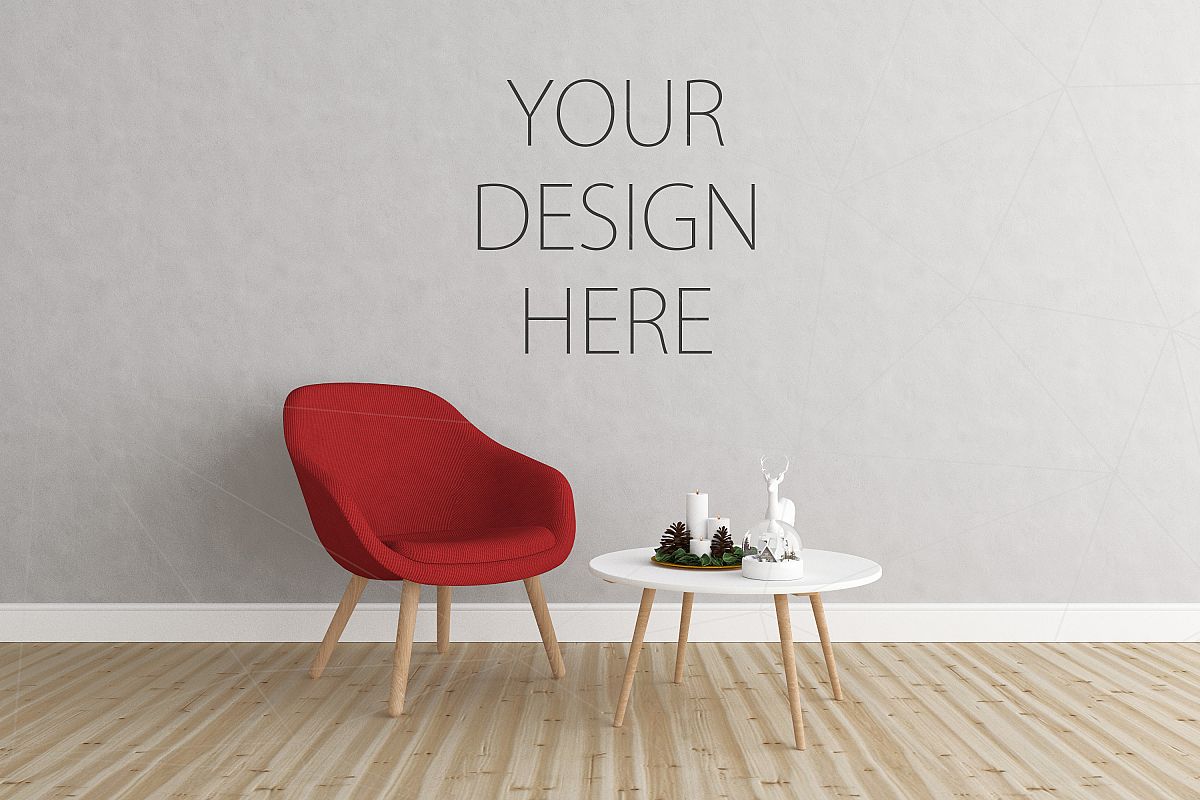 Christmas interior mockup bundle - blank wall mock up example image 1