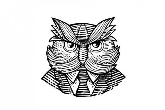 Hip Wise Owl Suit Woodcut example image 1